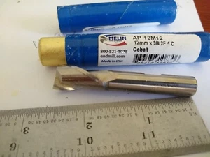 Melin AP-12M12, 12mm End Mill, Cobalt, 2-Flute, center cut, Made in USA - Picture 1 of 2