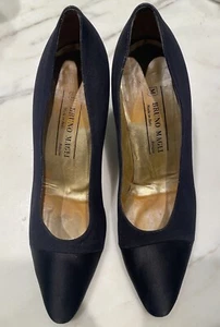 Bruno Magli Women's Shoes Black Fabric and Leather Toe Heels Size 9.5B - Picture 1 of 4