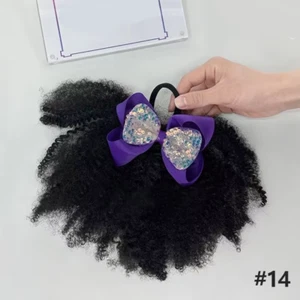 2Pcs/ Luxury Kids Hair Buns Kids Afro Puff Soft like Natural Human Hair Hand Fee - Picture 1 of 12