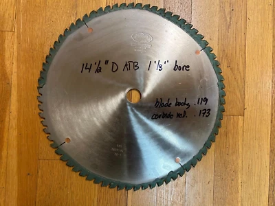 Hoja de sierra transversal industrial North American 14 1/2" D 1 1/8" diámetro 72 dientes ATB Foto 1 de 4