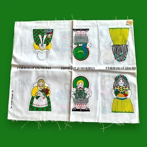 VTG Springs Mills CHILDREN AROUND THE WORLD Cut & Sew Pillow Fabric Panel 1970s - Picture 1 of 8