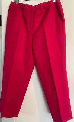 女式 Fabulous Fuscia 有内衬 55% 亚麻裤 10 码状况极佳 — 第 1/3 张图片