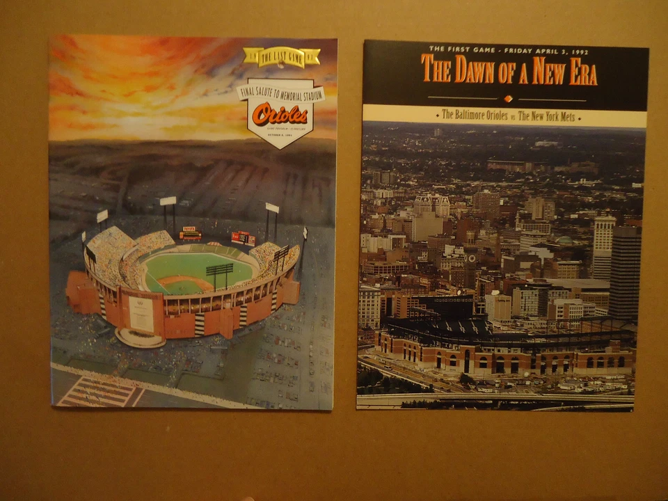 Baltimore Orioles final game program Memorial Stadium & first game Camden Yards - Image 1 of 2