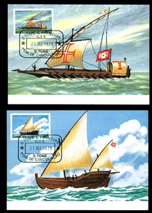 Santo Tomé 1979 navegación, veleros, carabela, galeón, galera, 6 maxi tarjetas - Imagen 1 de 3