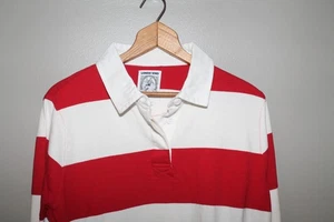 Lands End Women's Red Striped Rugby Shirt L 42 Chest Preppy Ivy Style Academia - Picture 1 of 4