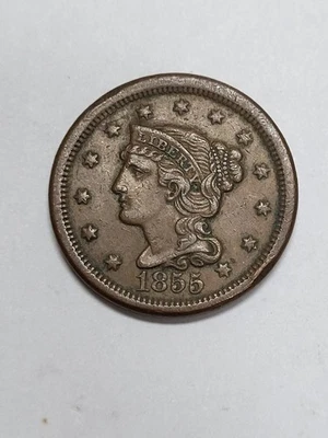 1855 EXCELENTE Detalles EE. UU. Centavo Grande Vertical 55 Foto 1 de 4