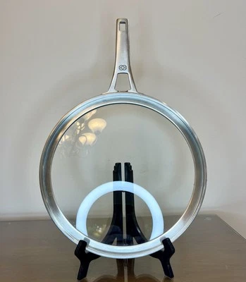 CALPHALON Premier Space Saving Flat Glass Stainless Lid For 10" Fry Pan Skillet - Image 1 of 4