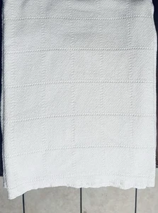 Polo Lauren Ralph Cotton Blanket Off White Weave Pattern Twin Size 66X90 USA - Picture 1 of 5