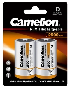 2 Pilas Recargables D HR20 Mono 1.2V 2500mAh – Ni-mh – Blister Original - Imagen 1 de 5