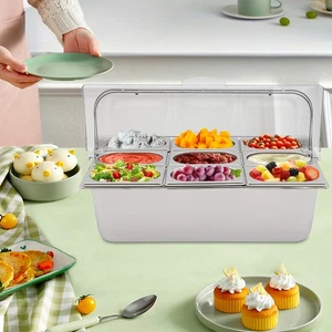 Food Serving Container Flip Top Serving Container with Lid + 9 Spoons & Clamps - Picture 1 of 20