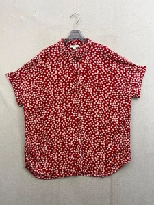 Neu mit Etikett Strand Mittagessen Lounge Oberteil Damen XL rot Blumenmuster Knopfleiste Kurzarm - Bild 1 von 9