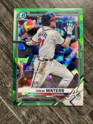 2021 Bowman Chrome Drew Waters Green Sapphire #’ed/125 Braves #BCP-81 Royals - Image 1 of 2