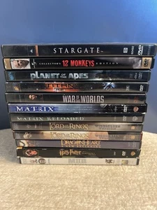 Sci-fi Fantasy 12 DVD Lot Stargate Dragonheart 12 Monkeys Planet Apes Matrix MIB - Picture 1 of 16