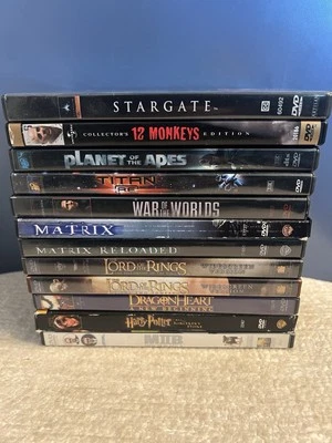 Sci-fi Fantasy 12 DVD Lot Stargate Dragonheart 12 Monkeys Planet Apes Matrix MIB - Image 1 of 4