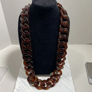 Grobe Acryl Halskette. Vintage, Statement Stück. Schildpattimitat, 40 Zoll - Bild 1 von 9