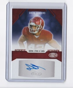 DREW SANDERS 2023 ASPIRE FOOTBALL AUTOGRAPHED ROOKIE-THIS SUPERSTAR SHIPS FREE - Picture 1 of 24