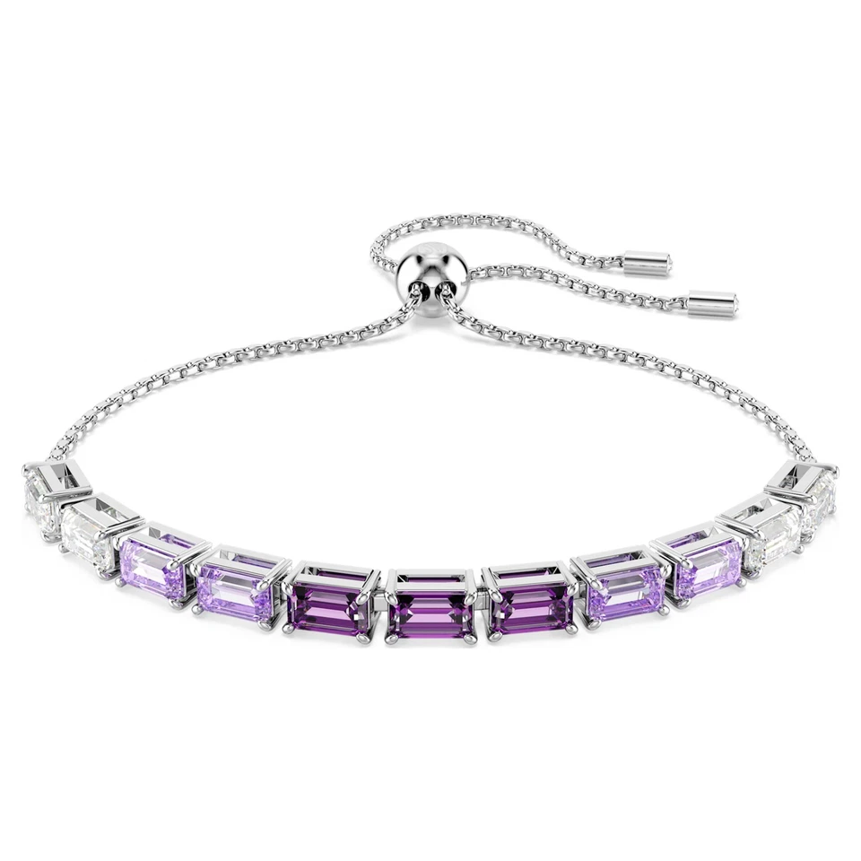 Swarovski Matrix Tennis Bracelet Baguette Cut Purple Rhodium Plated 5707199