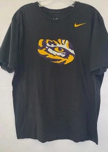 Nike LSU Tigers Black Mens Sz XL Tiger Eye Black Short Sleeve Shirt - Picture 1 of 4