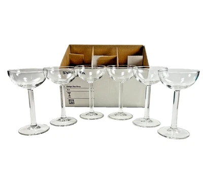 IKEA Svalka Cordial or Shot Glasses 6 pcs Coupe Shape 2 oz  Asa Gray Boxed - Image 1 of 4