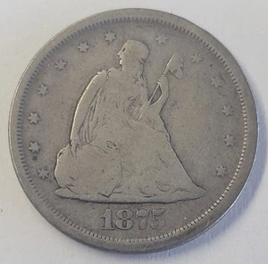 1875-S Seated Liberty Twenty Cent Silver Coin. Nice. - Picture 1 of 2