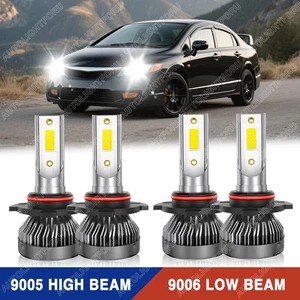 4x LED Headlight Bulbs Kit High Low White For Honda Civic Sedan 4-Door 2004-2015 - Picture 1 of 14