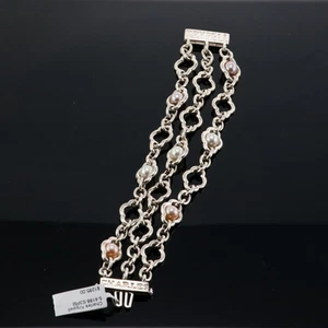 CHARLES KRYPELL 14K  WHITE GOLD & STERLING SILVER 3 ROW PEARL BRACELET SIZE US7" - Picture 1 of 12