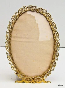 Supporto fotografico antico cornice 11,5x16,5 cm con vetro a volta, dorato, filigrana - Foto 1 di 10