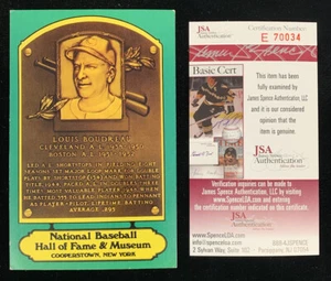 Lou Boudreau SIGNED Dexter Press Green Hall of Fame Plaque Postcard - JSA COA - Picture 1 of 2