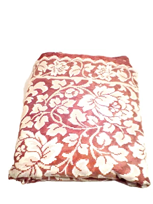 Par de paneles de cortina de bolsillo con varilla de encaje borgoña/blanco con rosas 54"" W X 80"" L usados en excelente estado Foto 1 de 4