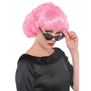 Parrucca riccia donna rosa bambino anni '50 francese retrò vintage accessorio abito cena - Foto 1 di 1
