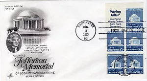 FDC 1510b Thomas Jefferson Memorial 10c Definitive Dec 14 1973 DC pane - Picture 1 of 1