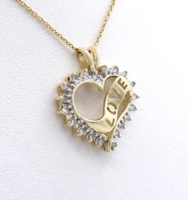 Nuevo colgante de amor con corazón abierto de diamantes de oro de 10k Awand Vahan de 18 pulgadas Foto 1 de 4