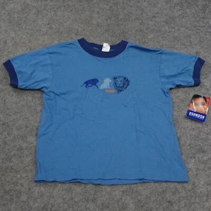 OshKosh Ringer T Shirt Boys 6 Short Sleeve Lion Graphic Vintage 2000s Blue - Picture 1 of 13