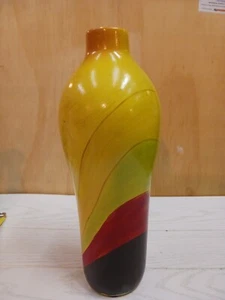 Hand Painted Clay Pottery Vase 13" Tall ABSTRACT - Picture 1 of 8