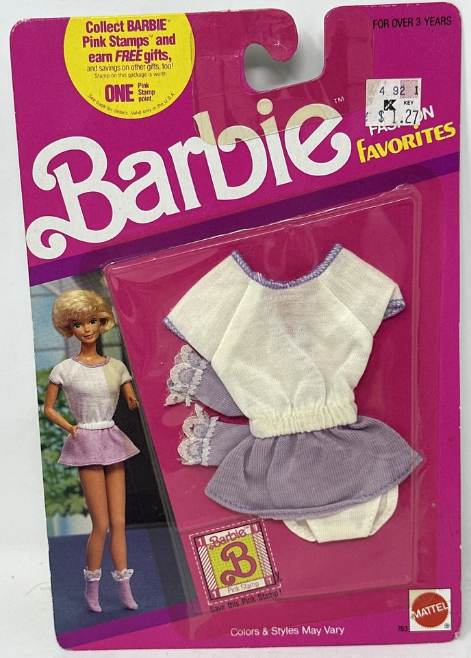 on Card Barbie Fashion Favorites Yellow Crop Top Skirt 783b Set 1993 Mattel