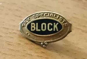 Old Vintage Enamel Block Tax Specialists Tie Tack Lapel Pin Service Award - Picture 1 of 2