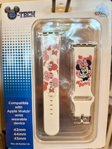 DISNEY PARKS Minnie Polka Dot Bows & Hearts Apple Watch Band White 42, 44, 45 mm - Picture 1 of 1