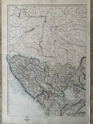 1863 Serbia, Bosnia Herzegovina Hand Coloured Weekly Dispatch Map - Image 1 of 3