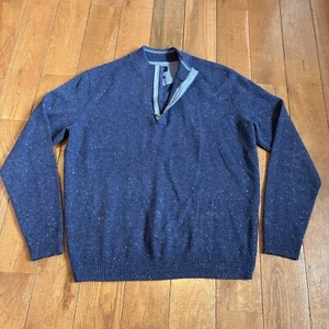Mens Johnnie-O Essex 100% Cashmere 1/2 Zip Sweater Wake Blue JMSW1520 Sz M - Picture 1 of 12