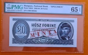 HUNGARY 20 FORINT SPECIMEN. PMG 65 EPQ - Picture 1 of 1