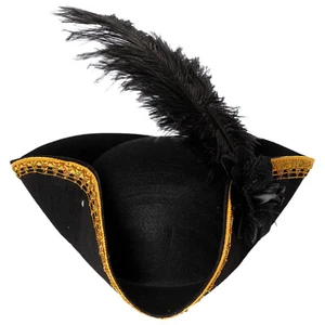 Sombrero Pirata Unisex Pluma Ala Ancha Gorra Apto para la Piel De Colección Prendas para la Cabeza Duraderas - Imagen 1 de 12
