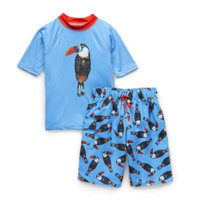 OUTDOOR OASIS Husky Boys S(8H), M(10-12H) Toucan 2-Pc Rashguard Swim Set NWT - Picture 1 of 2