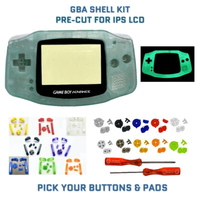 Nintendo Game Boy Advance GBA Shell GLOW  Dark GREEN Housing V2 IPS READY - Image 1 of 4