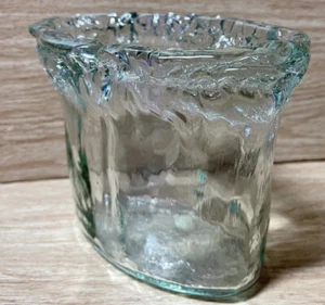 Hand blown San Miguel Vidrios glass Flower Floral vase Iceberg Green oval - Picture 1 of 9