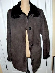 USA Made Shearling Lambskin Shipskin Mink Trim Sleeves&Collar Coat Jacket size M - Picture 1 of 10