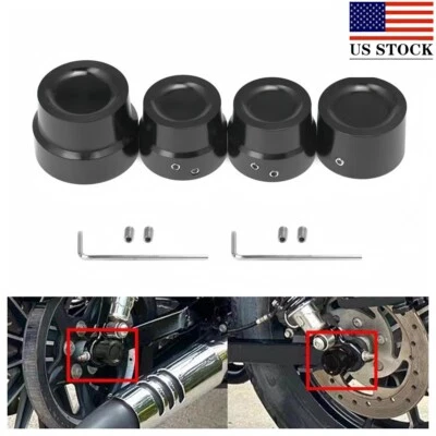 For Harley Softail Deluxe FLSTN 2007-2016 4X Black Axle Cap Nut Covers Aluminum Foto 1 de 4
