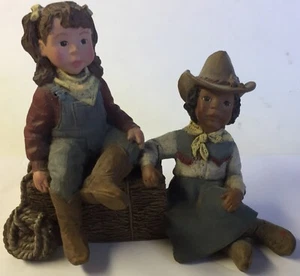 Sarah's Attic Figurine #361 Cowgirl Friends - Peggy Sue & Cindy Lou - 1994 - Picture 1 of 7