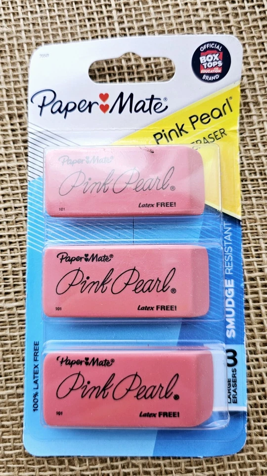 Paquete de 3 gomas de borrar grandes Paper Mate rosa perla Foto 1 de 2
