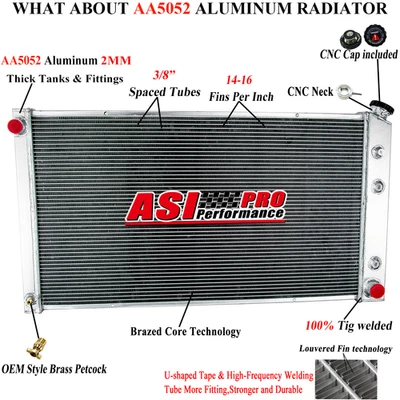 3~Row Aluminum Radiator fit 1989-1991,90 CHEVY GMC R2500 R3500 V2500 V3500 7.4L Foto 1 de 4