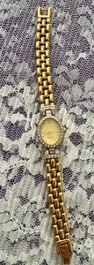 Vintage Elgin Gold Quartz Rhinestone Watch - Picture 1 of 3